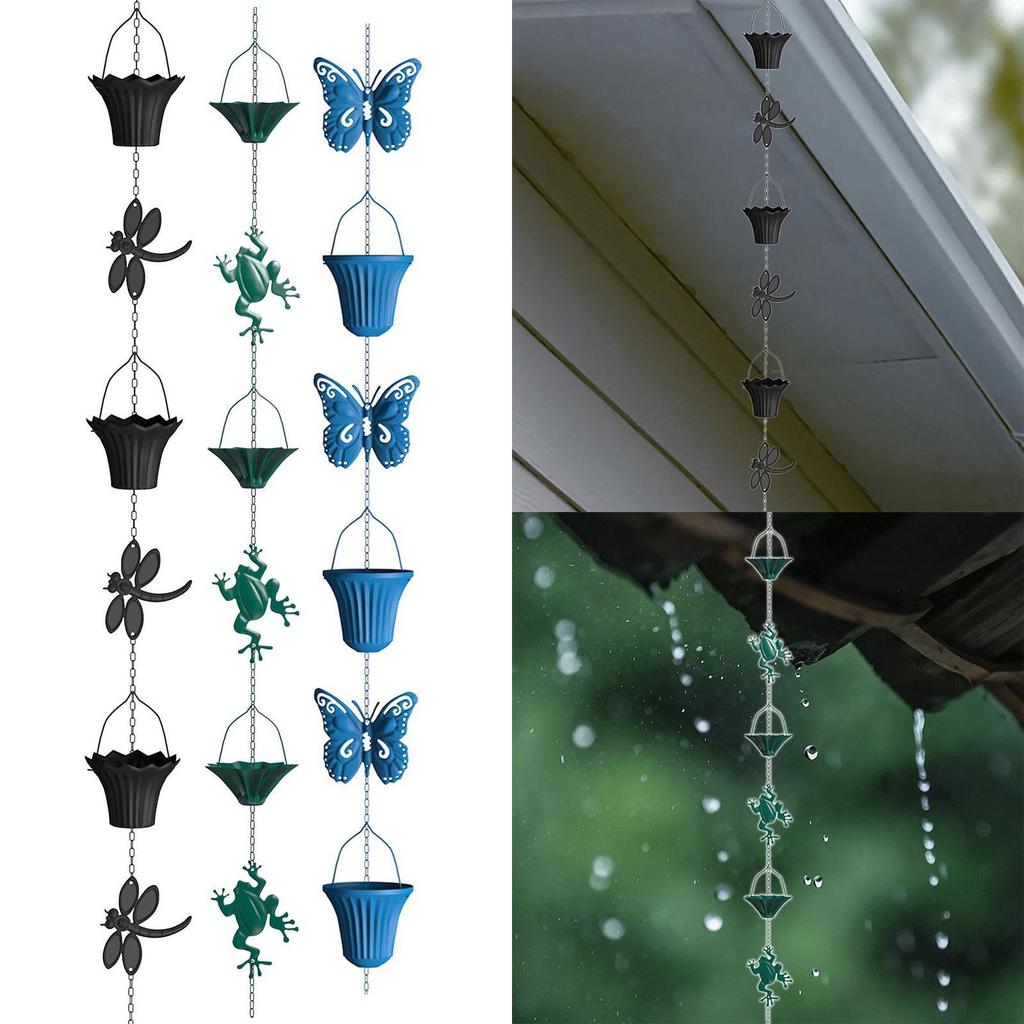 Replacement rain chain for rainwater collector, rainwater diverter, downspout