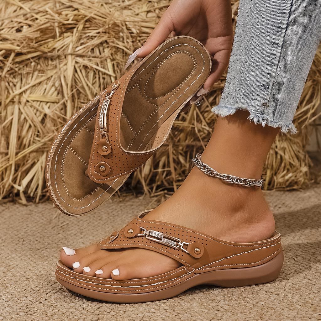 Ladies' Wedge Sandals -with Arch Support,Breathable,Solid Casual and Formal Daily Comfortable Slippers, Comfortable Flip Flops, Outdoor Beach Slippers