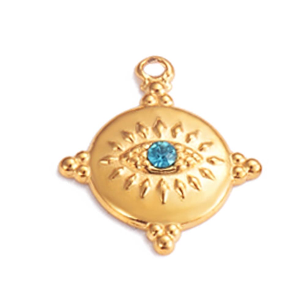 Wholesale 5pcs/lot Stainless Steel Gold Color Evil Eye Charms Handmade Craft DIY Necklaces Earrings Jewelry Making Accessories