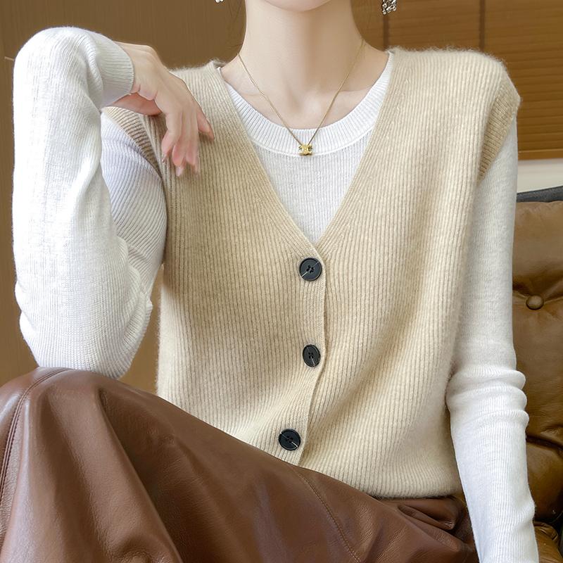 Dámský kašmírový kardigan Qinghe kašmír 30% kašmír 70% vlna podzimní a zimní kašmírový kardigan měkký a teplý