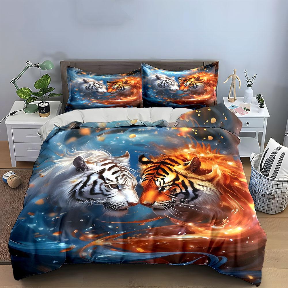 White and Orange Tigers. Bedding Sets Duvet Cover Sets Duvet Covers Pillowcases(1 * Duvet Cover 2 * Pillowcases Without Duvet Insert)