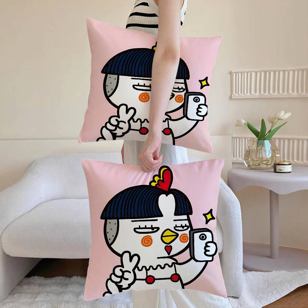 Kwaii Anime BBuldak RRameSn Pillow Case Antidustmite Pillowcase Invisible Zipper Silky Sofa Cushion Cover
