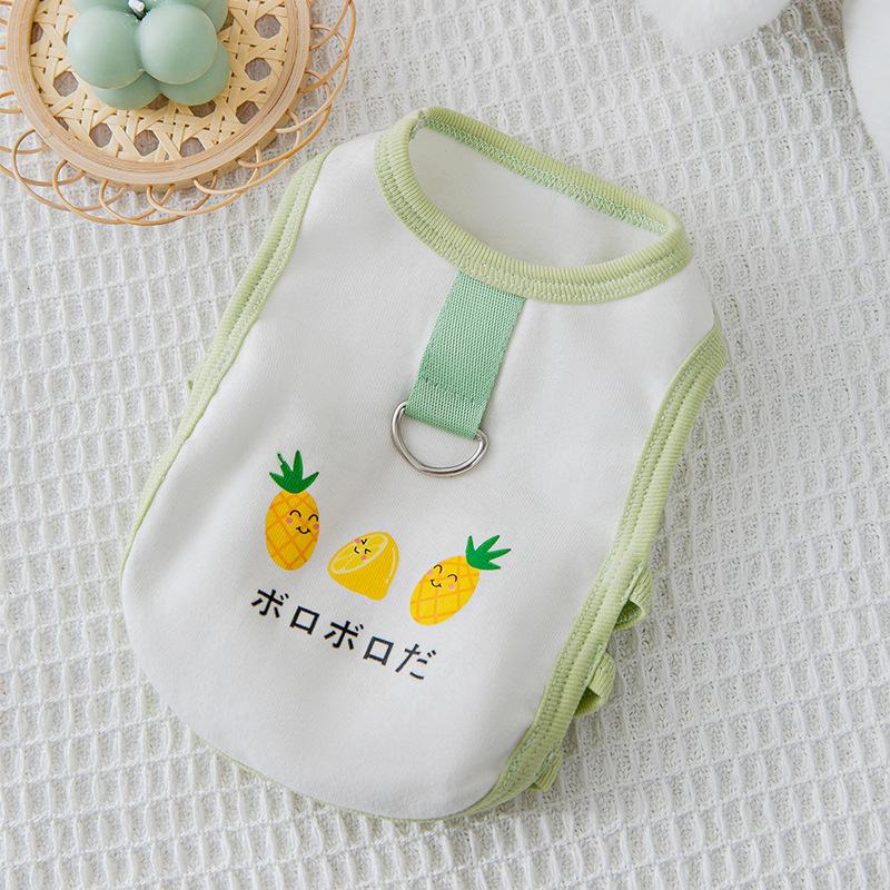 Spring and Summer Pineapple Breathable Traction Vest Medium Small Puppy Cat Puppy Dog Clothing Pet Clothing