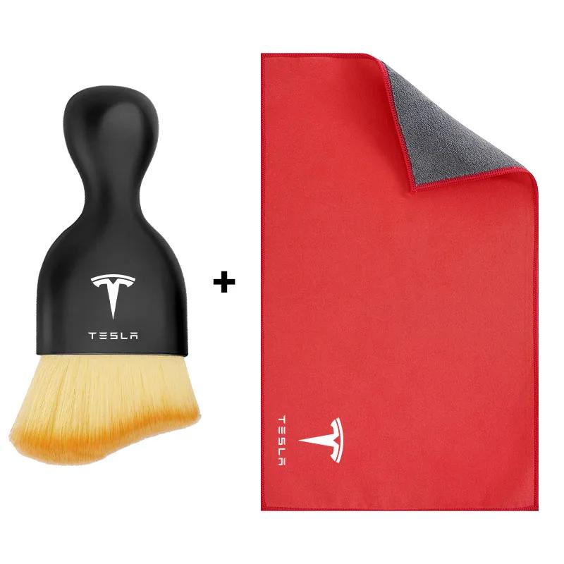 Autosticker Tesla Suède Schoon Leer Doek Auto Wassen Schoonmaakgereedschap Airconditioning Uitlaat Schoonmaken Zachte Borstel voor Tesla Model