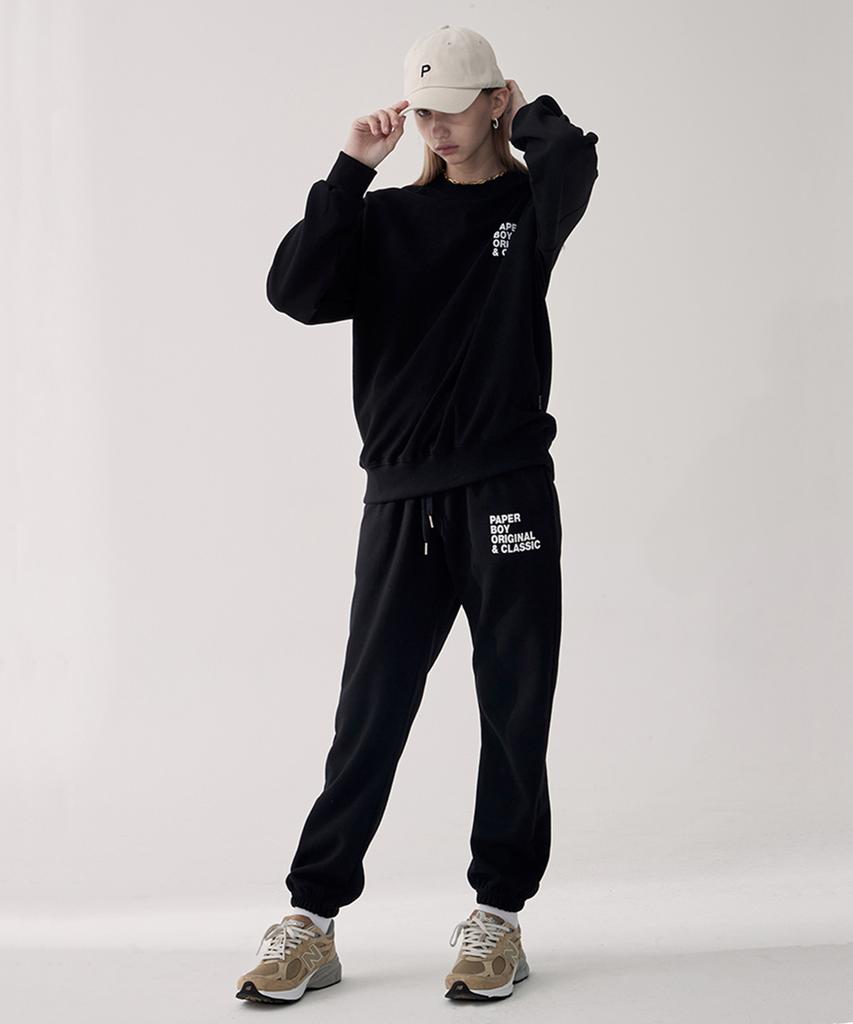 PAPERBOY [Set] Classic Sweatshirt & Sweatpants Setup - Black