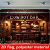 1 Piece  2D Western Cowboy Background Decoration Flag  Western Cowboy Bar Theme Party Decoration Flag