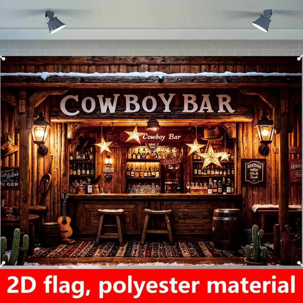 1 Piece 2D Western Cowboy Background Decoration Flag Western Cowboy Bar Theme Party Decoration Flag