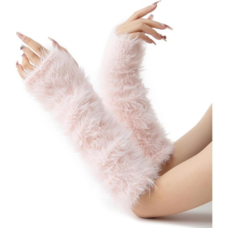 1pairs Women Winter Arm Sleeves Warmers Japanese Harajuku Y2k Arm Warmer for Girls Velvet Fingerless Gloves Knitted Arm Sleeve