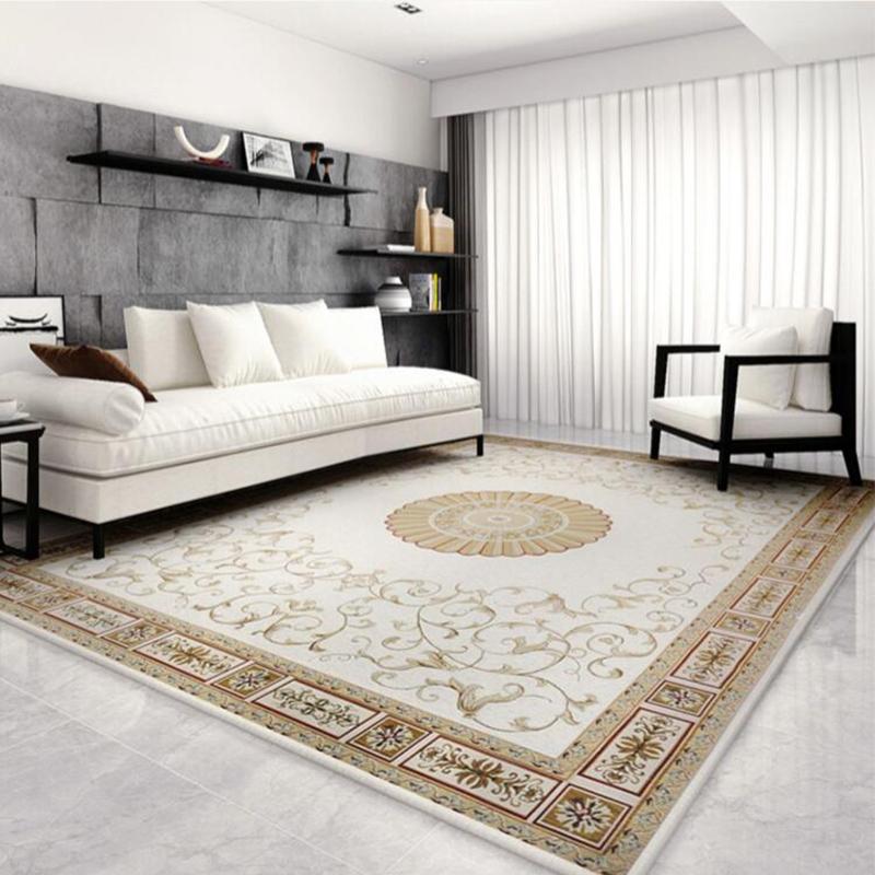European Light Luxury Soft Carpet Pastoral Style Living Room Bedroom Decorative Carpet Vintage Floral Pattern Large Area Rug