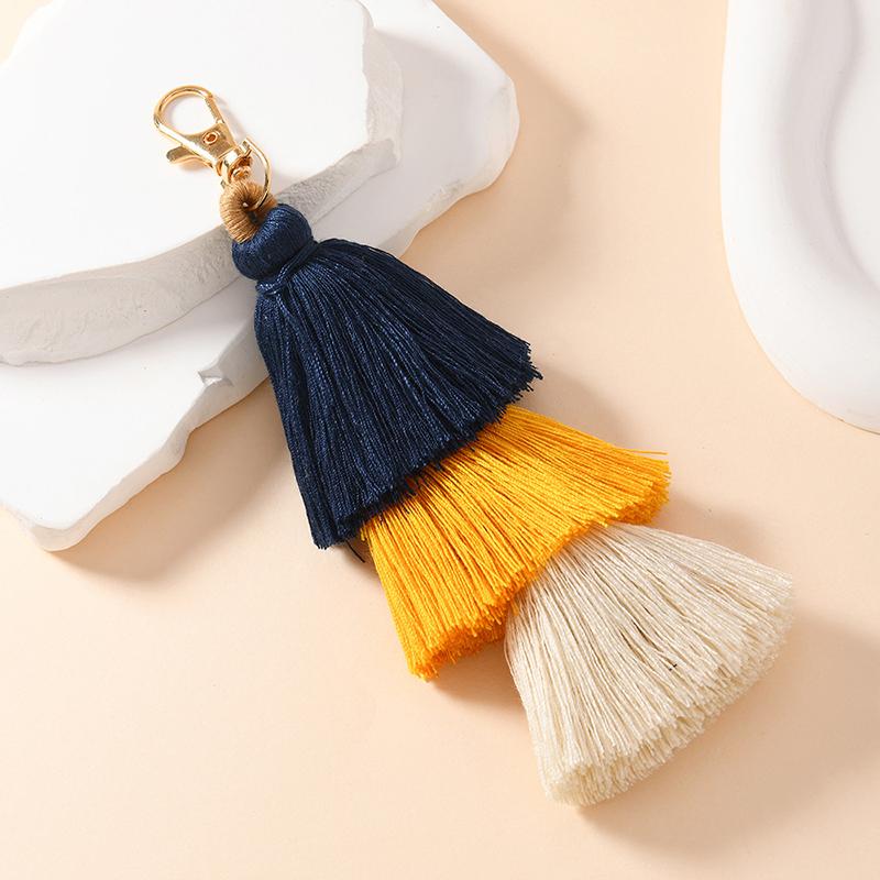 Three-Layer Cotton Thread Fringed Bag Pendant Ethnic Style Keychain Bohemian Style 3-Layer Ear Pendant Bag Parts & Accessories