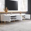 TV Cabinet, Lowboard with Textured Door, TV Furniture, Golden Handles and Golden Feet, 170 L x 35 W x 47.5 H(cm)