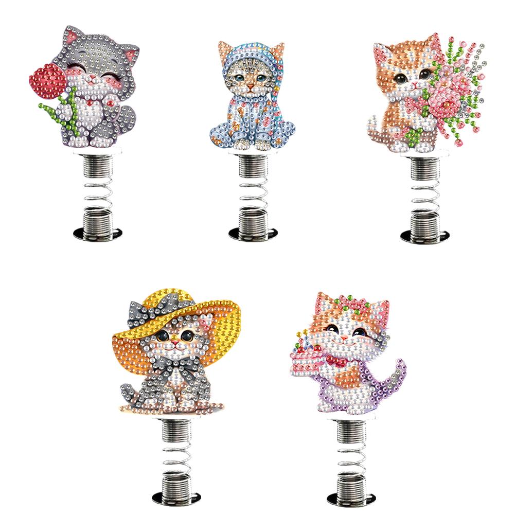 2D/Flat Animal DIY Diamond Painting Shake Car Ornaments Spring Car Dashboard Decor Rearview Mirror Decor for Car Interior Decors