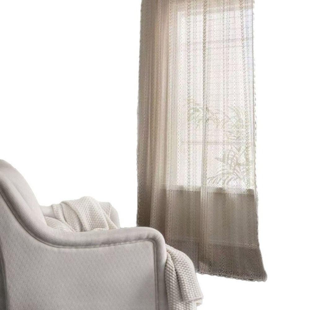 Lace Pattern Vintage Rod Pocket Curtains Tassel Design Geometry Striped Curtains  Window Treatment