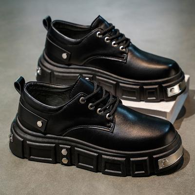 Trendy New Spring Autumn Ins European Style Cropped Studded Metal Leather Shoes Niche Couple Large Head Shoes Casual Shoes