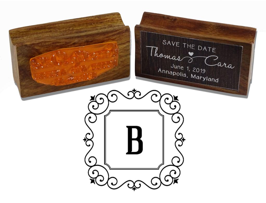 Printtoo Monogram Letter Square Swirl Border B Odd Mounted Rubber Stamp Office
