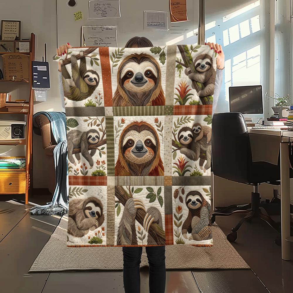 Fabric splicing animal sloth Print Flannel Blanket High quality Comfortable for All Seasons Home Decor Warmth and Comfort Perfect for Christmas Gifts