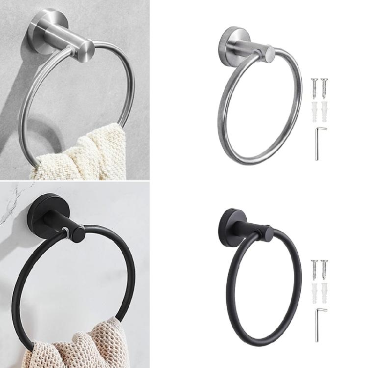 Bathroom Wall Towel Hoop with Round Metal Frame and Hardware Kit for Hand Towel Reach in Guest Washroom Wall Use