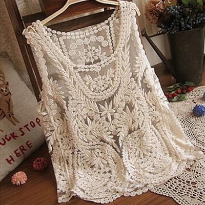 Ärmelloses Spitzen-Tanktop für Damen mit sexy Stickerei und ausgehöhltem Blumen-Häkelshirt