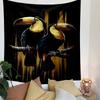 Toucans On Branches with Gold Accents Patterned Tapestry Decorative Wall Hanging, Home Bedroom Living Room Decor