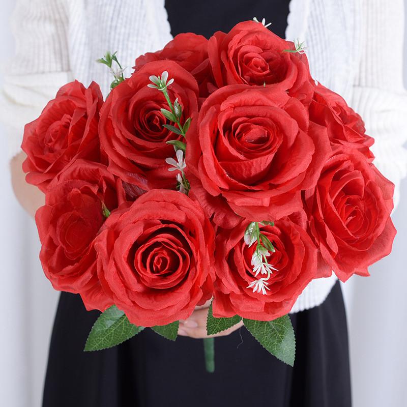 Head Artificial Ten Rose Flowers For Weddings Home Decor And Decoration Hotel
