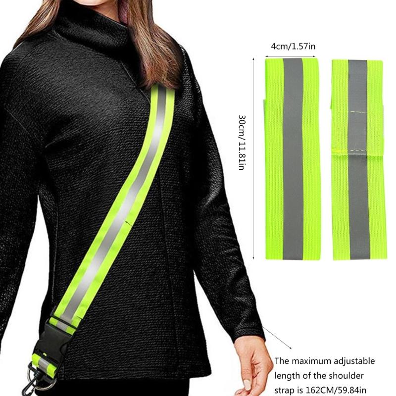 Reflecterende banden voor wandelen in het donker, reflecterende riem met hoge zichtbaarheid, verstelbare elastische reflecterende heupriem voor hardlopen