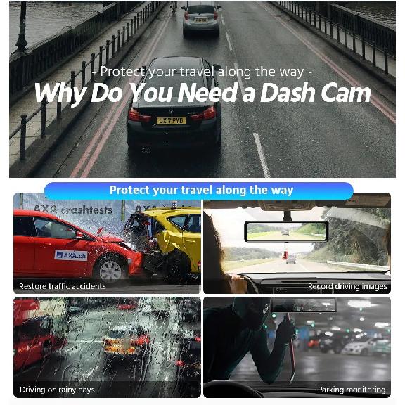 ACCEO 4K WIFI Dashcam 12Inch Car DVR RearView Mirror Recorder Dash Cam Support 1080P Sony Black Box Rear View Camera Acesssories