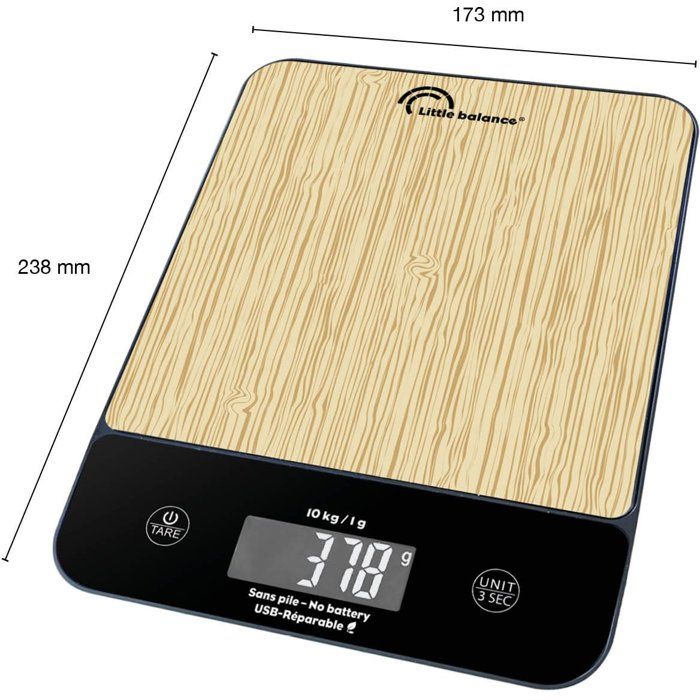 Balance de cuisine - LITTLE BALANCE - 8712 - Happy Genius 10 - USB - Sans pile - Bois naturel