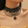 Accessories Black Neck Chain Lace, Clavicle Chain Light Luxury High-end, Hollow Fringe Gothic Necklace Women