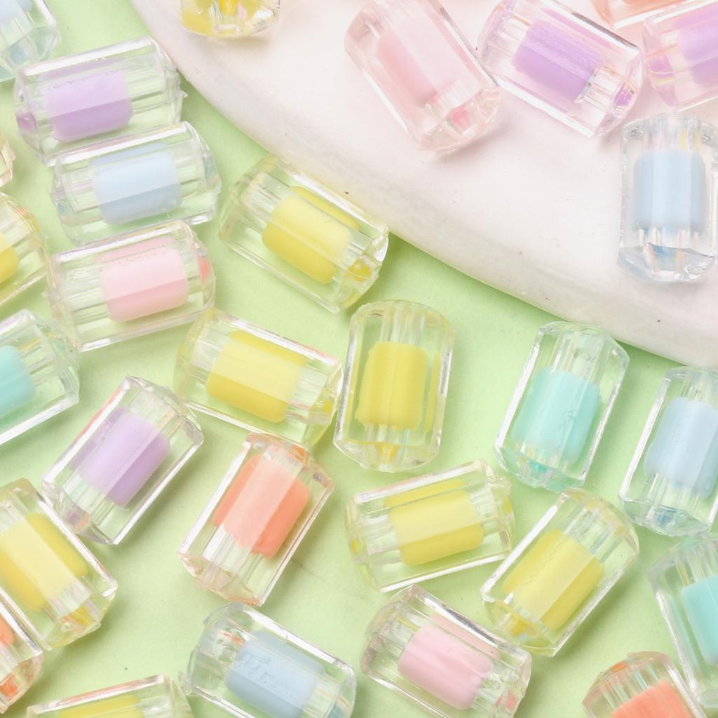 Acryl Mattiert/Transparent Mode Kreative Anhänger DIY Schmuckzubehör Kernspinn 8-Eckig Zylindrische Lose Perlen 20 Stück