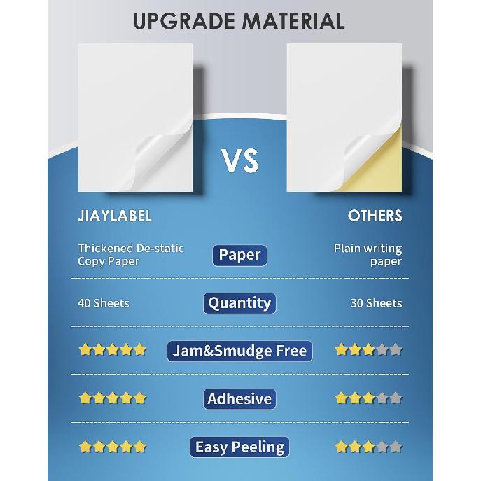 Shipping Label Address Mailing Stickers 8.5 x 11 40 Full Sheets Paper for Inkjet Printer Printable Printing Thank You Labeling to Write on Envelope