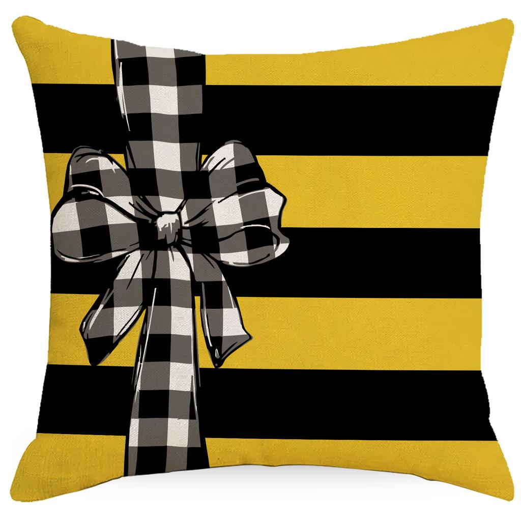 Bee Festival Linen Pillow Cover Nordic Spring and Summer Home Sofa Decoration Pillow Cover Cushion Cover