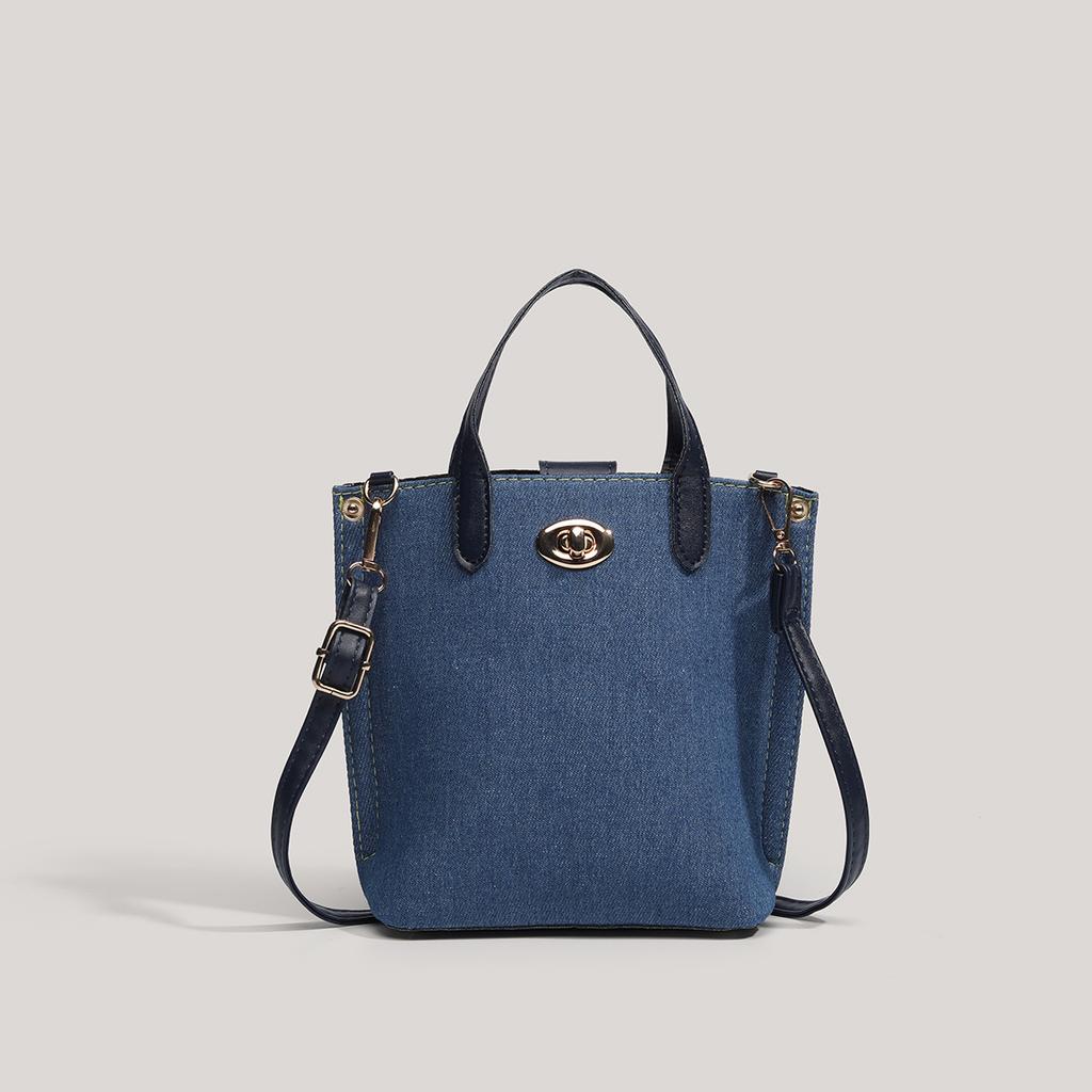 2025 neue gewaschene denimblaue Handtasche vielseitige Tragetasche Beilagen-blaue Pommestüte Mode Umhängetasche