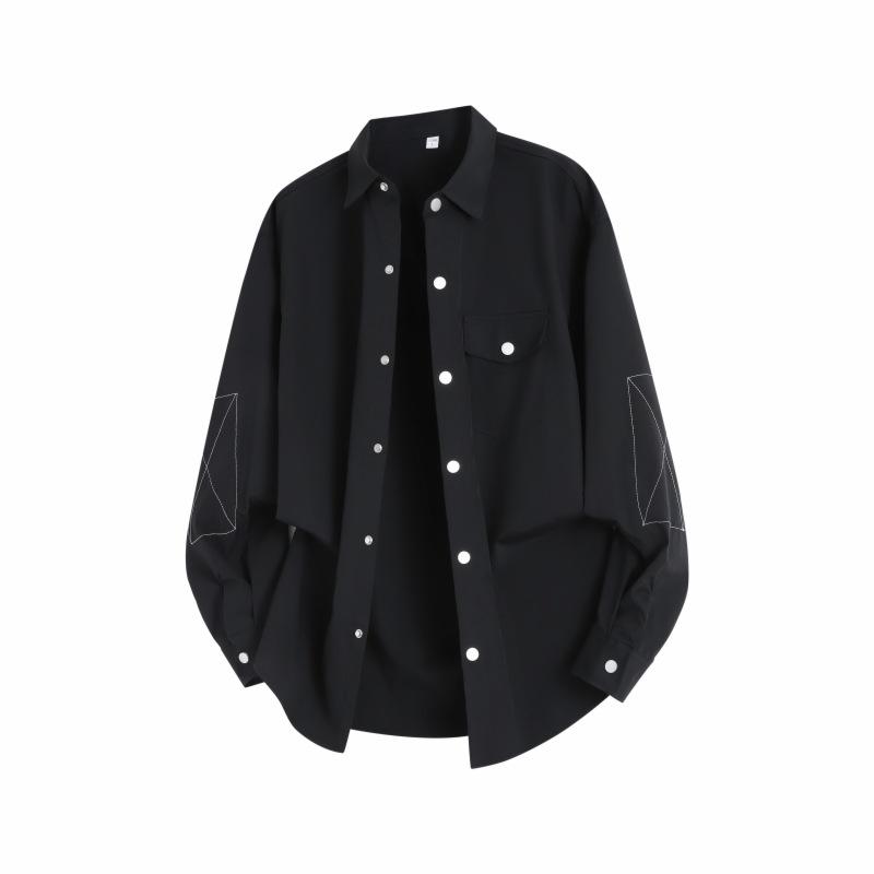 Spring And Autumn Men'S Solid Color Long Sleeve Shirt Men'S Lapel Shirt Jacket