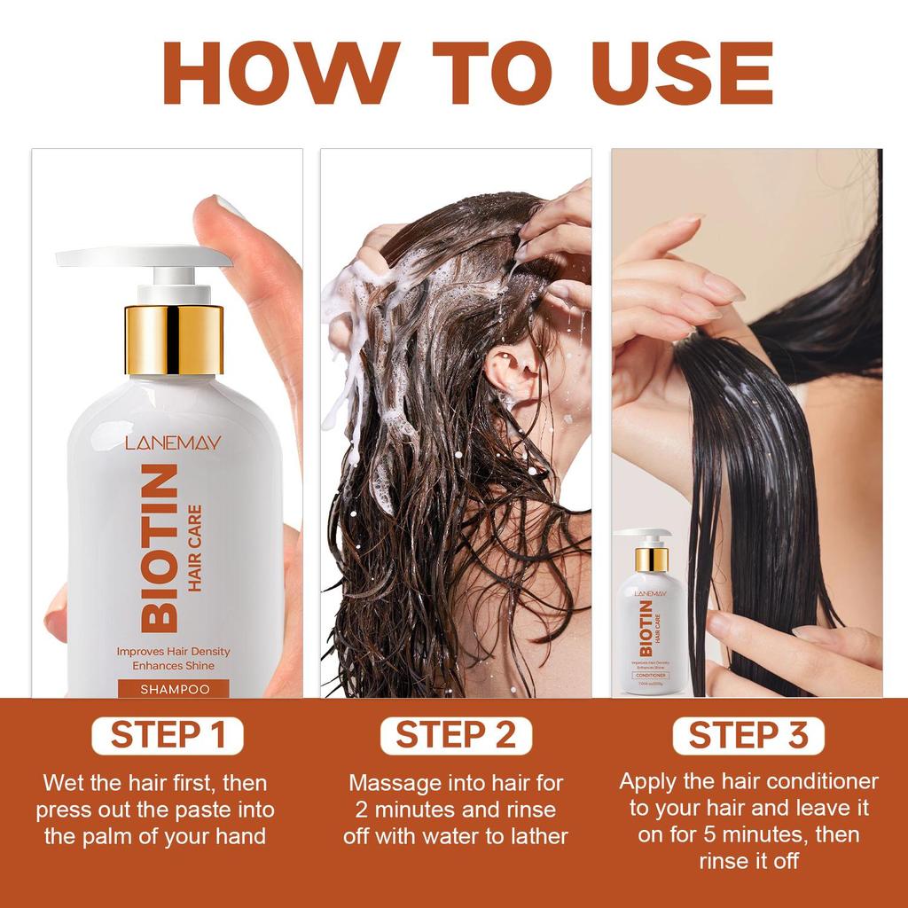 Biotin Shampoo And Conditioner Set-Improves Hair Density-Helps To Strengthen Hair-Enhances Shine-200g+200g