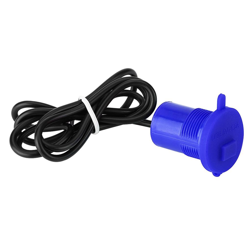 Universal Motorcycle USB Charger Socket Power Supply Port for Mobile Phone Waterproof Blue