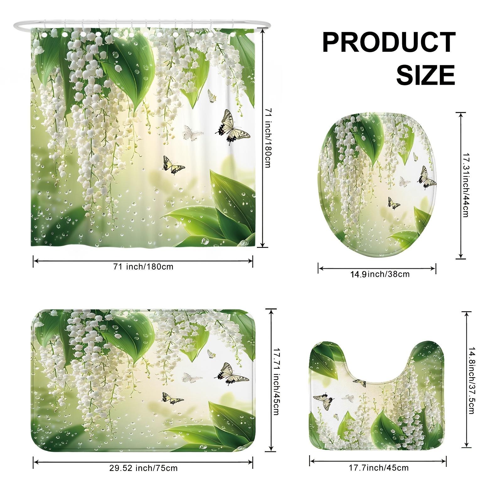 

1/4 шт. Роскошный весенний водонепроницаемый комплект занавесок для душа, декоративный набор для ванной комнаты, нескользящий коврик для унитаза, коврик для ванной и 12 крючков 4PCS-Full Set