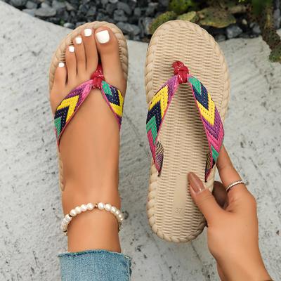Fashion Women Slippers Trend Anti Slip Wear-resistant Sandals Flip Flops Comfortable Soft Bottom Ethnic Style Flat Slippers Slides Women