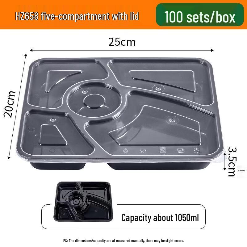 JingJingRS Disposable Multi-Compartment Takeout Food Containers