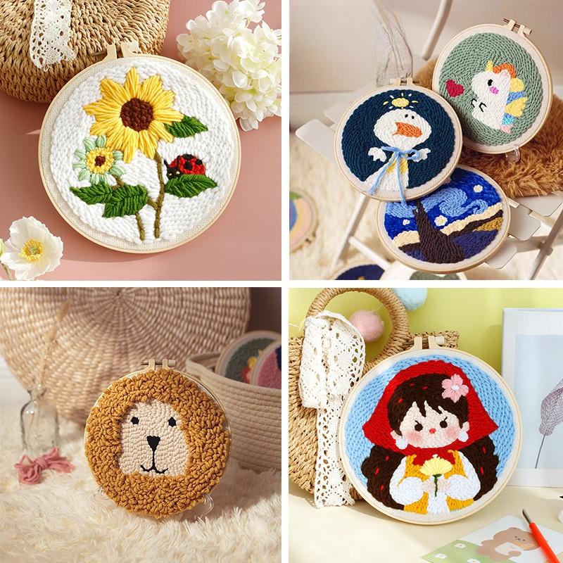 Punch Needle Adjustable Embroidery Starter Tools for Kids and Adults Beginners Gifts DIY Embroidered Art Craft Accessory