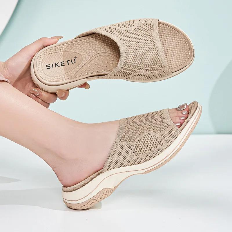 Fashion Shoes for Women Summer Open Toe Casual Breathable Outdoor Beach Platform Sandals Slippers Women Casual Wedges Plus Size 36-42