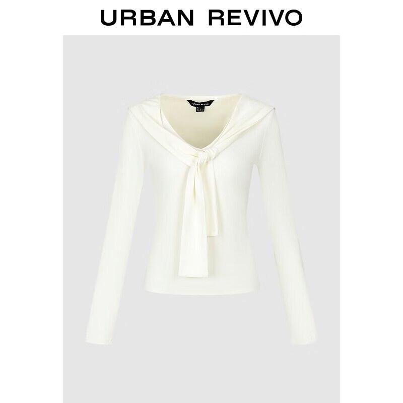 UR Women's Autumn Shawl Tie V-Neck Long Sleeve T-Shirt