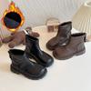 Girls' short boots 2025 autumn and winter new children's velvet warm short black leather boots women's treasure fashion Martin boots