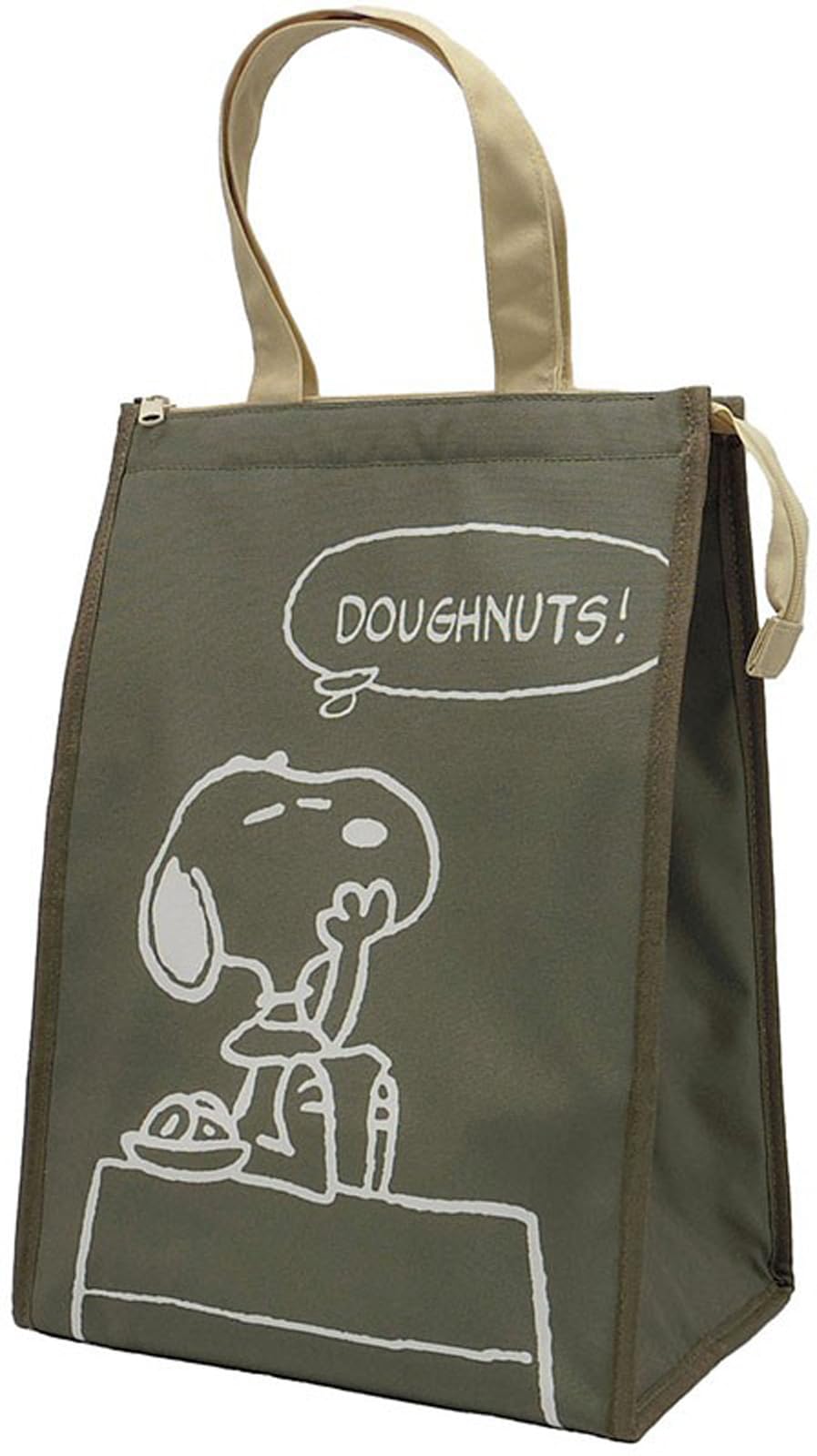 

Nakajima Corporation Изолированная сумка-тоут Snoopy с боковыми вставками, Маленькая, Хаки, 208477-25