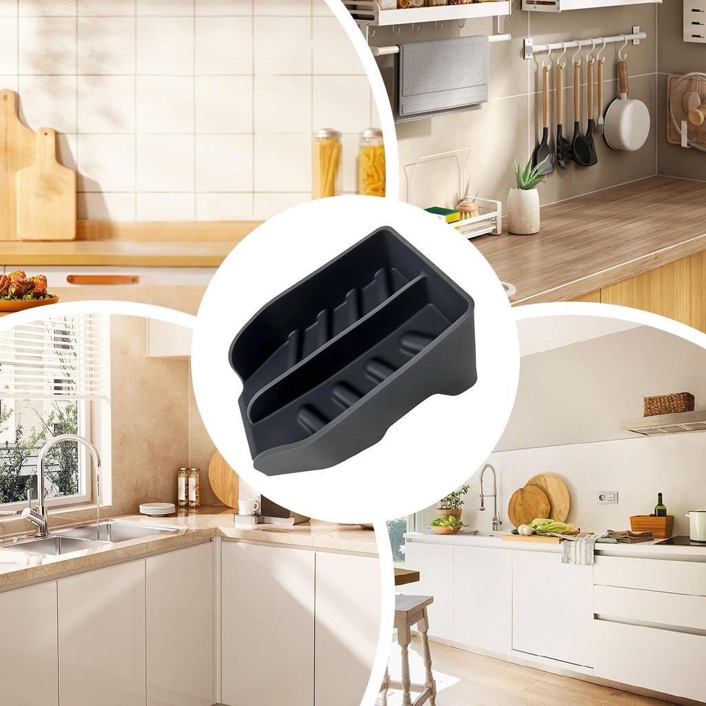 Dish Sponge Holder Silicone Smile Face Sponge Rack Silicone Sponge Drain With Drain Spout For Kitchen Home Counter Bathroom