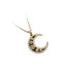 Full Diamond Snowflake Moon Pendant Necklace - Women's Versatile Trendy Clavicle Chain with Japanese Korean Design