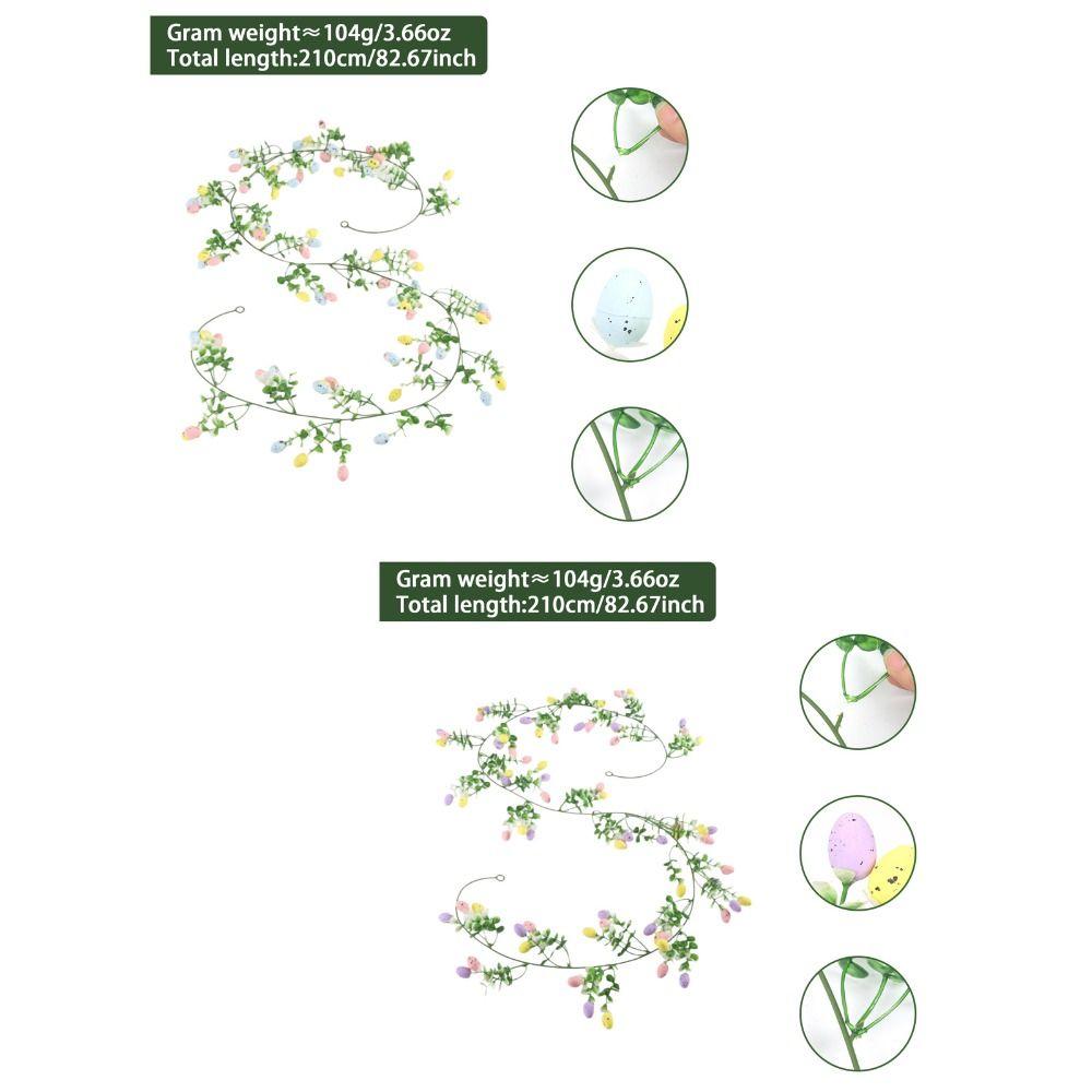 Colorful Design Easter Egg Wreath Green Vine Long Green Plant Wall Hanging  Easter Party