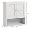 Wall-Mounted Bathroom Cabinet Rustic Hanging Bathroom Furniture with Compartment Adjustable Shelf 2 Doors White