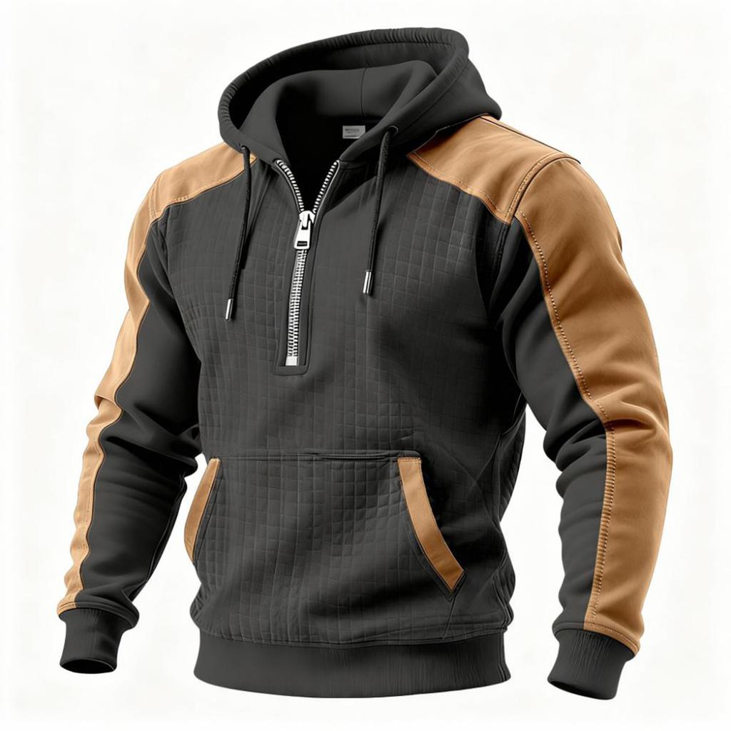 Men's Heavy Pullover Hoodie Casual Long Sleeve Drawstring Zip Winter Hooded Sweatshirts With Pockets