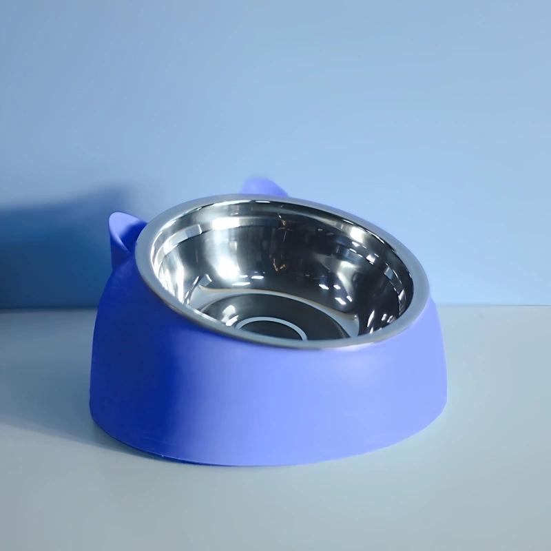 Eco-Friendly1PC Stainless Steel Cat Bowl, 15° Inclined Pet Food Dish with Non-Slip Base, Anti-Choke Feeder for Cats/Kittens/Dogs