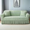 Leaf Texture All-Inclusive Skirt Sofa Cover with Ruffled Trim - Stretchy Polyester-Spandex Blend Fits 1-4 Seater Couches for Living Room, Bedroom